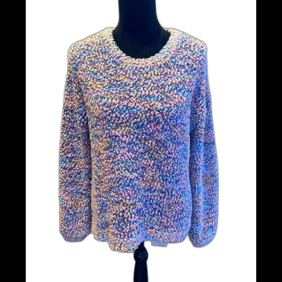 Love More Sweater Pink Purple Blue “Popcorn “ Look Size Large GORGEOUS! - Picture 1 of 11